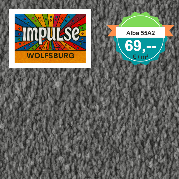 Vorwerk Alba 55A2 dunkelgrau – Draufsicht Velours Teppichboden 4 m breit, 69,00 €/m²